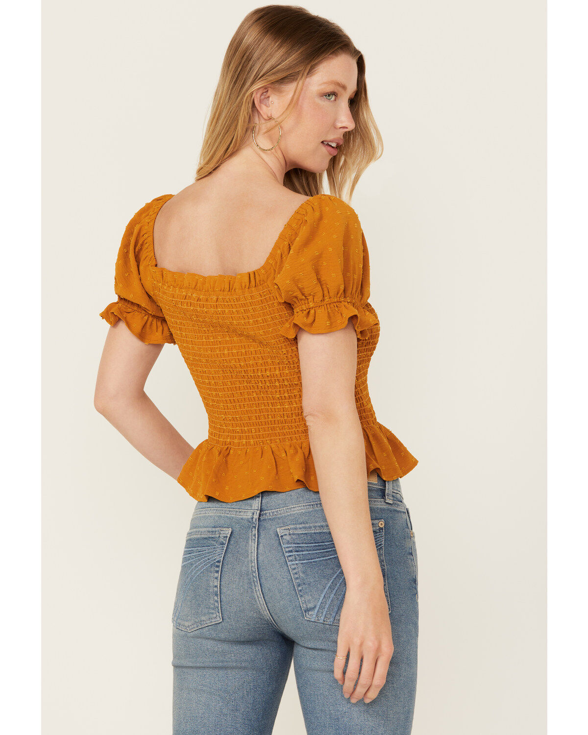 Wild Moss Women's Smocked Short Sleeve Shirt