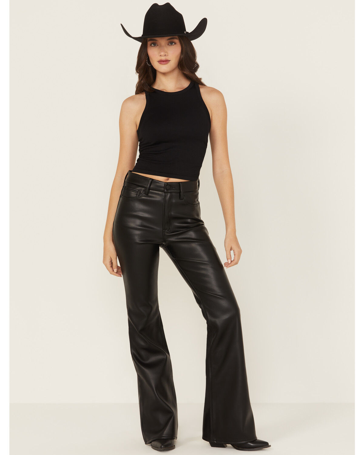 Good American Women's Good Legs High Rise Faux Leather Flare Pants