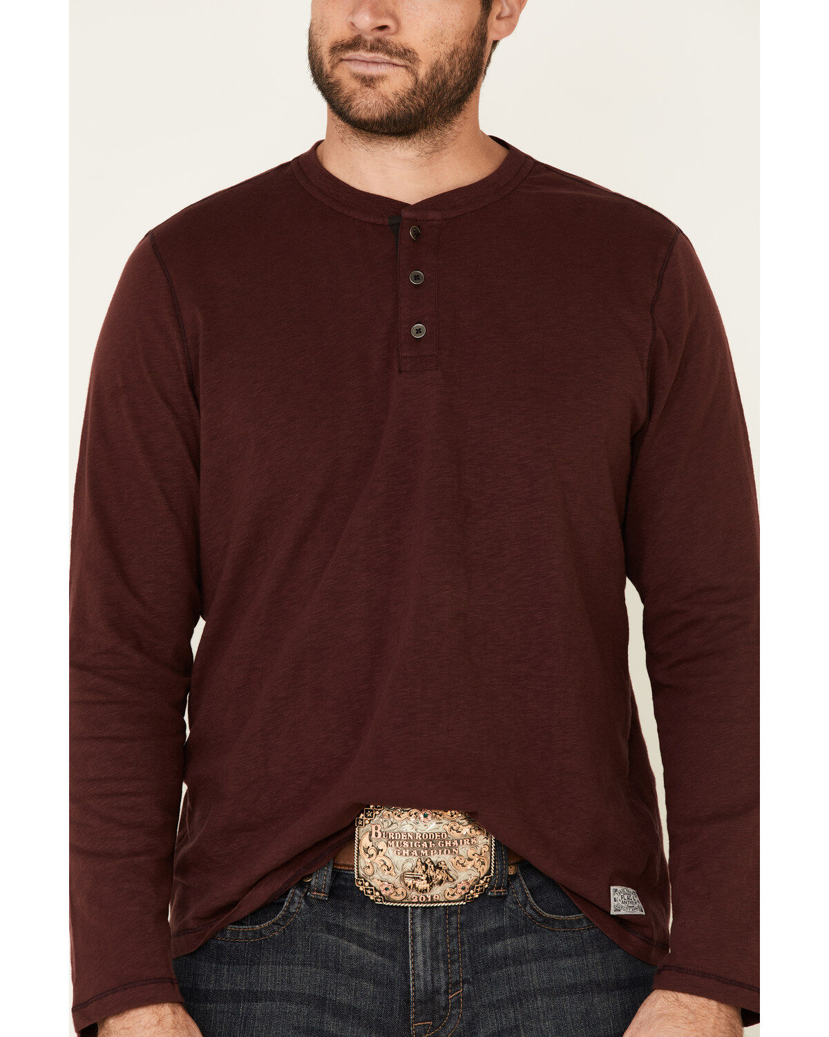 Flag & Anthem Men's Maroon Fairbanks Henley Long Sleeve Shirt