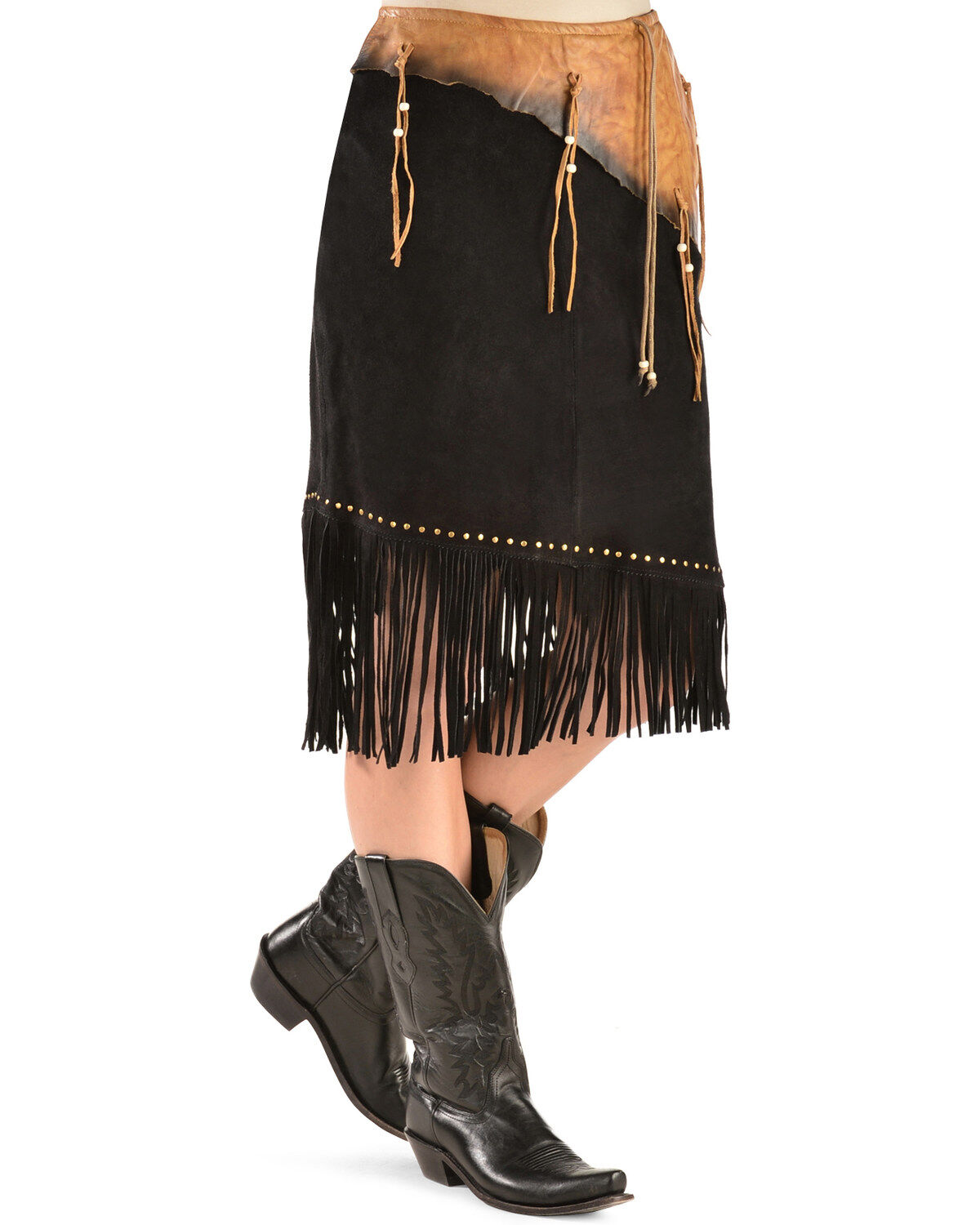 Kobler Leather Women's Leather & Fringe Sioux Suede Skirt