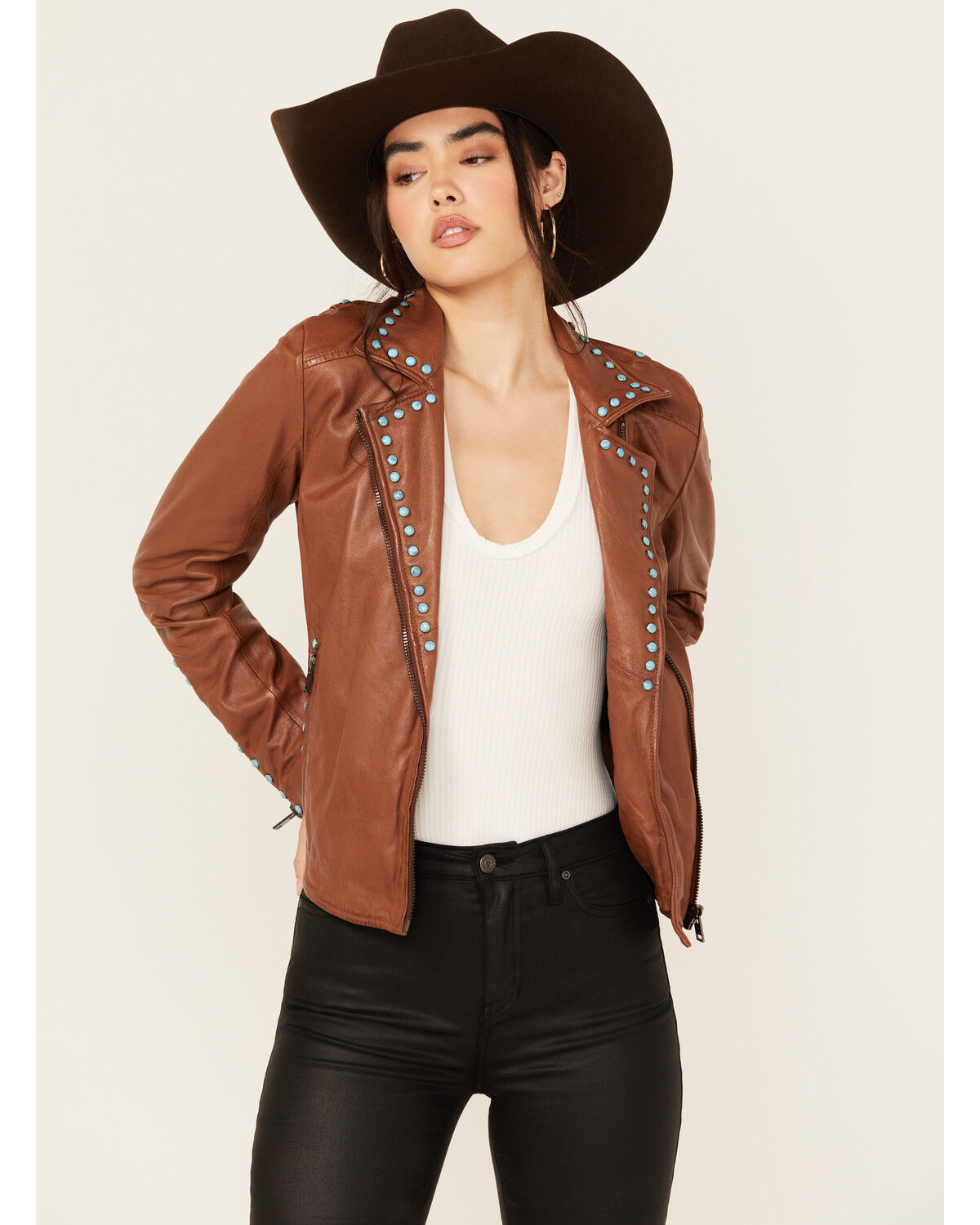 Maurtius Leather Women's Boot Barn Exclusive Studded Leather Jacket