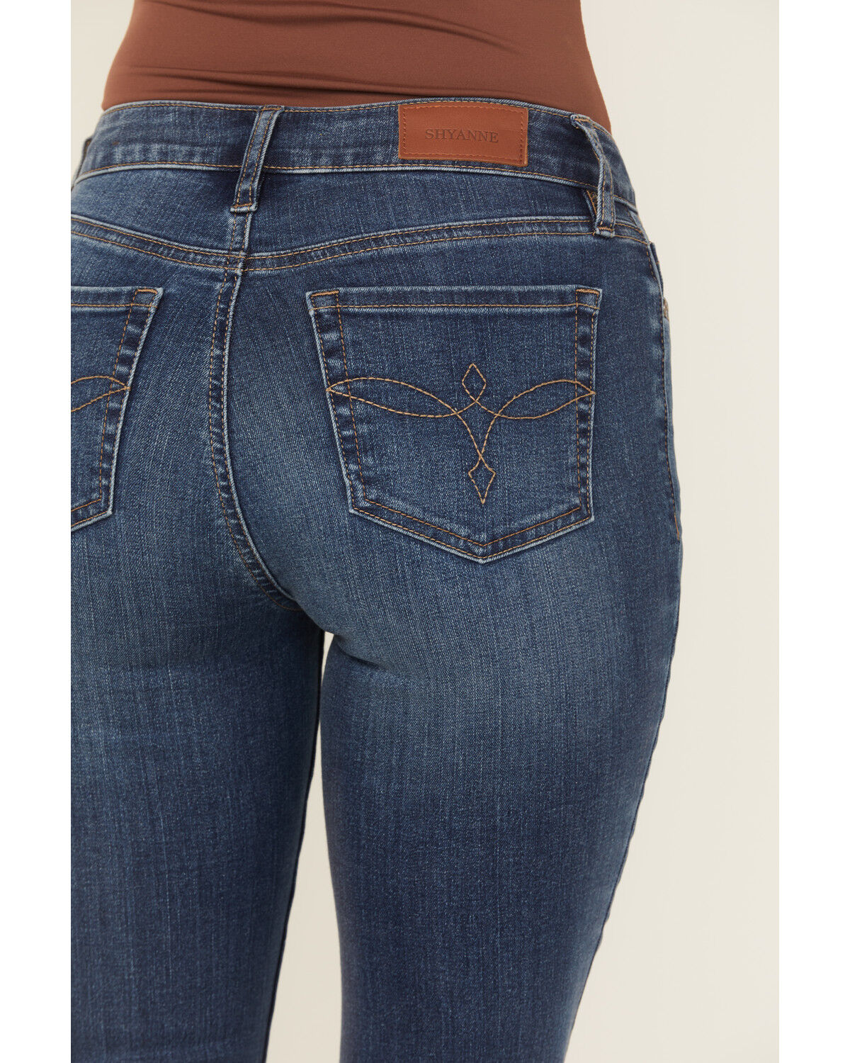 Shyanne Women's Aria Medium Wash Mid Rise Bootcut Stretch Denim Jeans