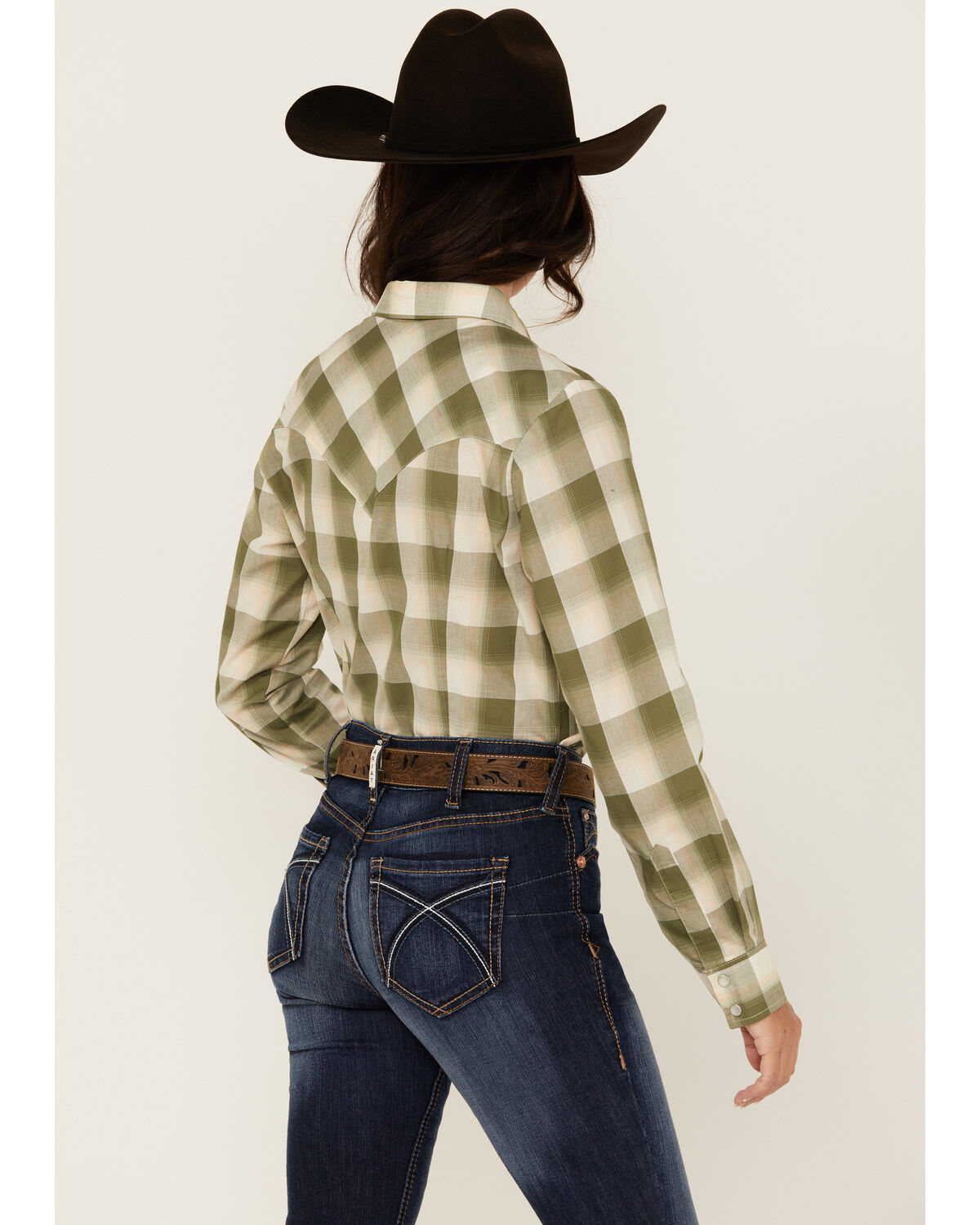 Wrangler Retro Women's Plaid Print Long Sleeve Pearl Snap Western Shirt