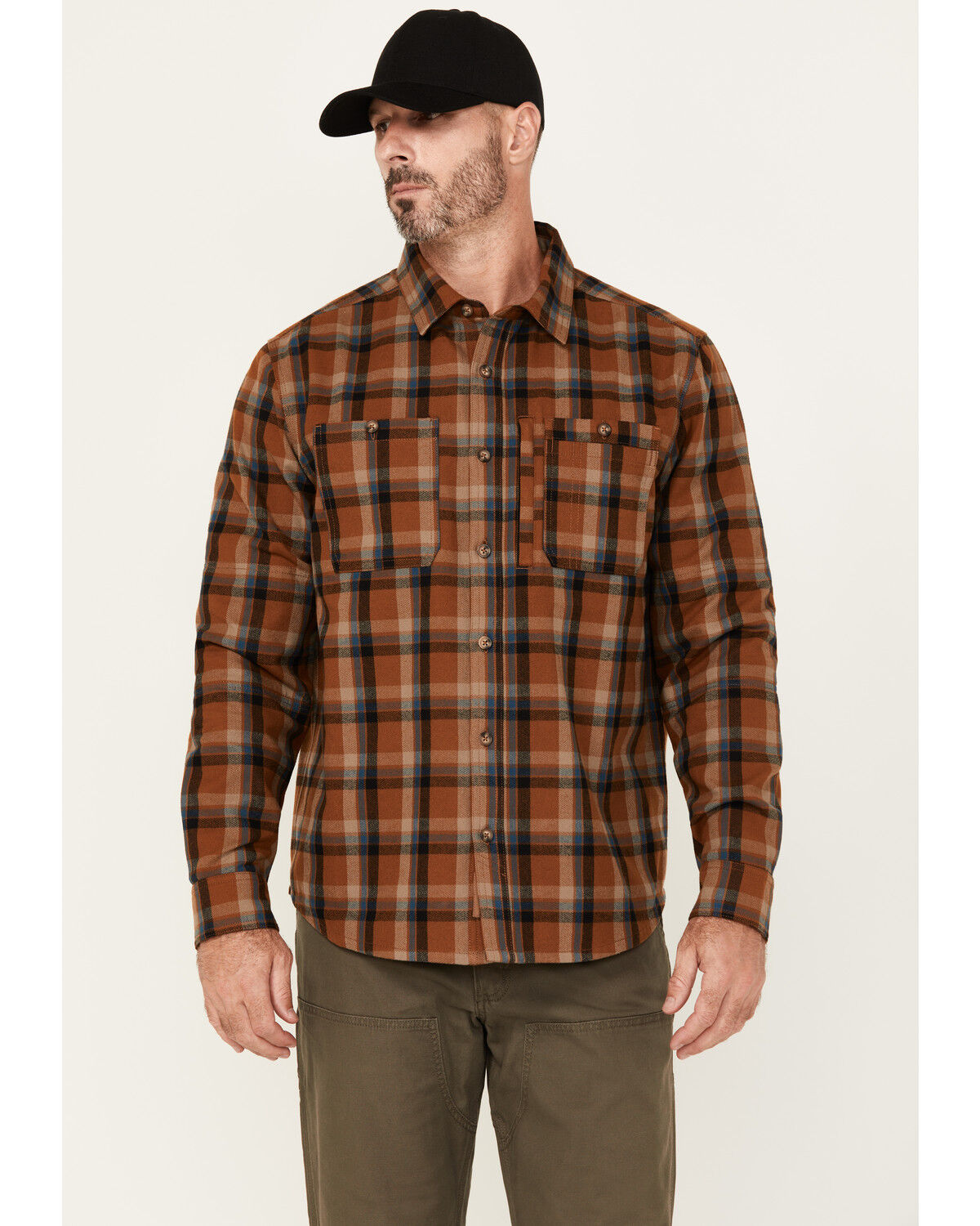 Lucky Brand Workwear Men's Framework Plaid Print Long Sleeve Button-Down Flannel Work Shirt