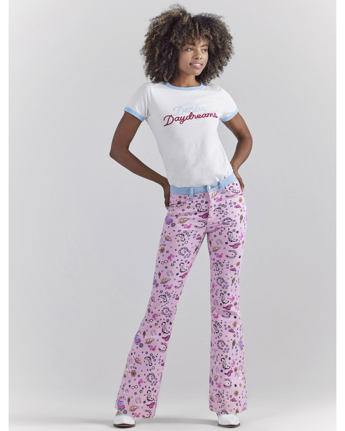 Wrangler® X Barbie® Women's Denim Daydreams Slim Ringer Tee