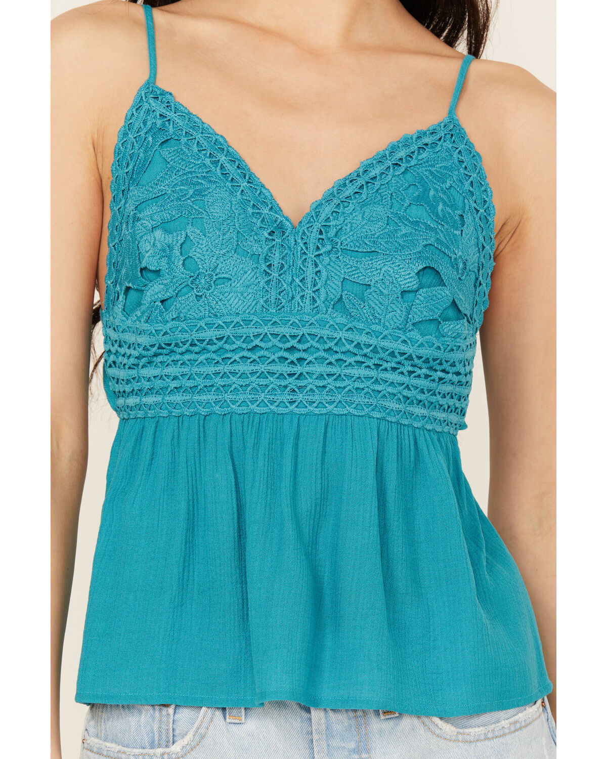 Shyanne Women's Lace Bustier Crinkle Top