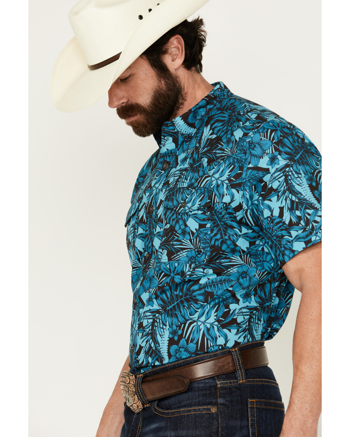 Ariat Men's VentTEK Floral Print Fitted Short Sleeve Button-Down Western Shirt