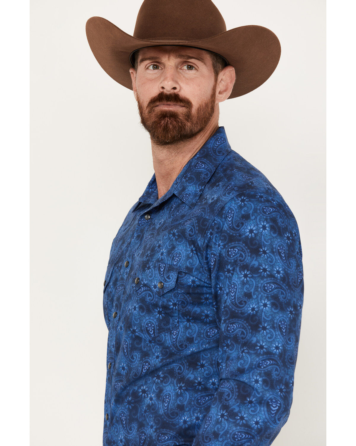 Rock & Roll Denim Men's V46 Paisley Print Long Sleeve Snap Western Shirt