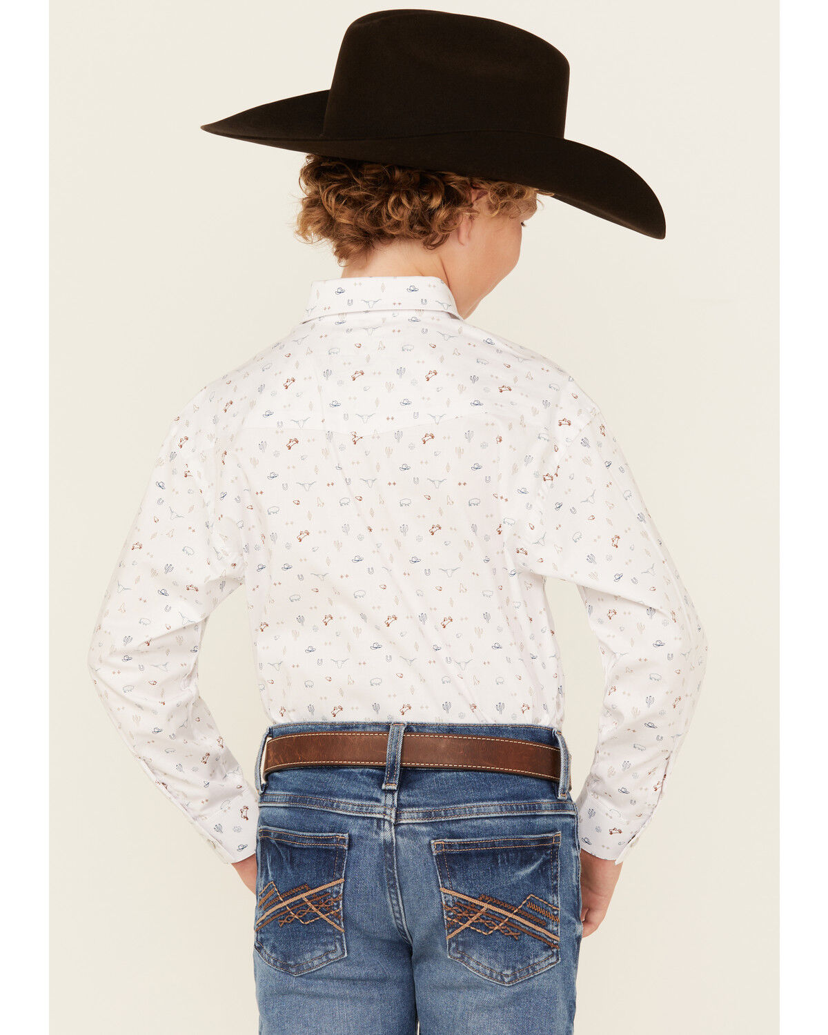 Panhandle Boys' Conversation Print Long Sleeve Snap Western Shirt