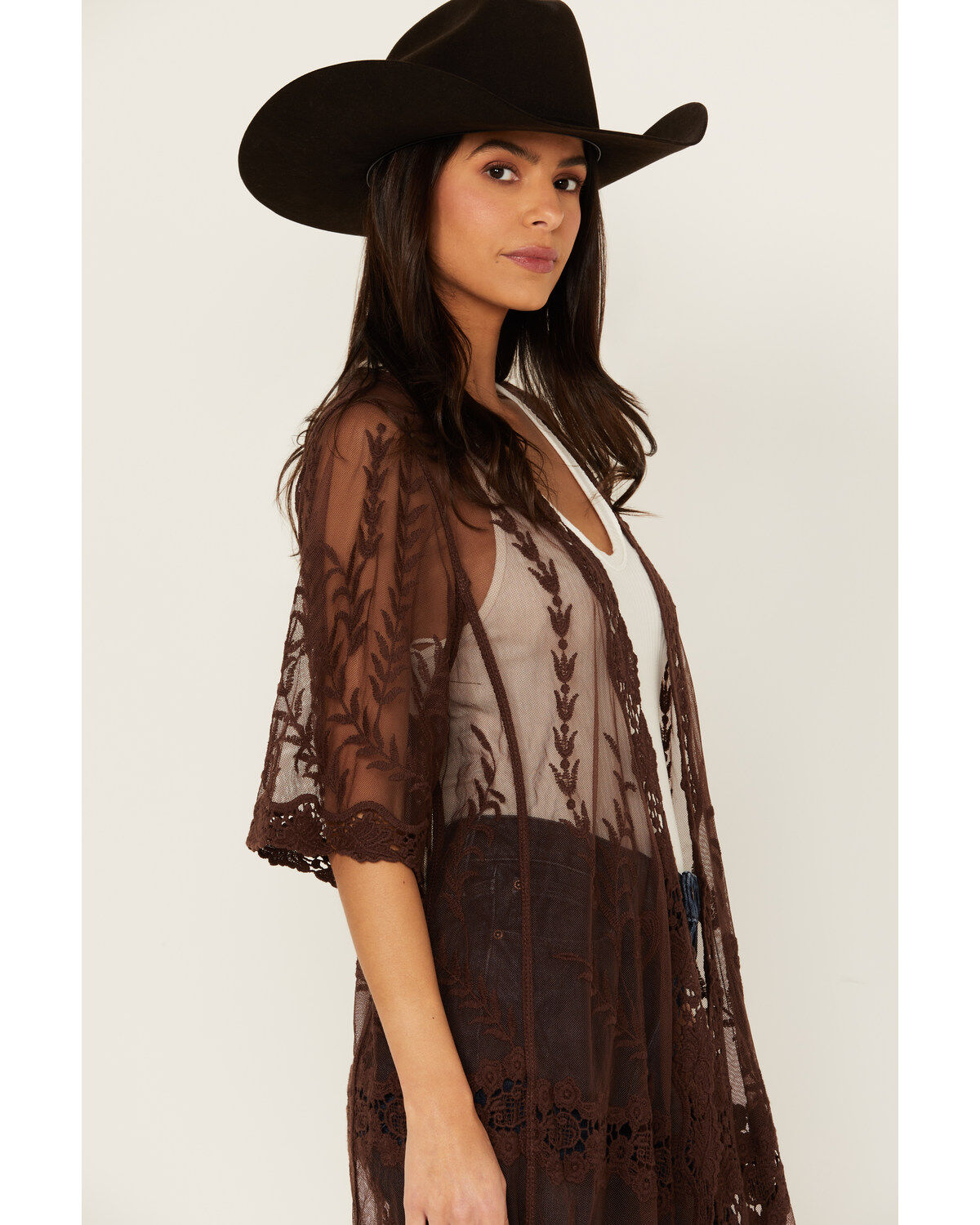 Shyanne Women's Long Knit Lace Kimono