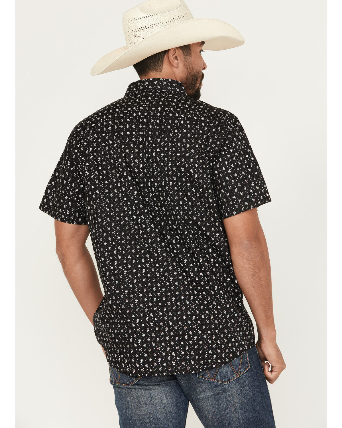 Moonshine Spirit Men's Only Road Floral Print Short Sleeve Snap Western Shirt