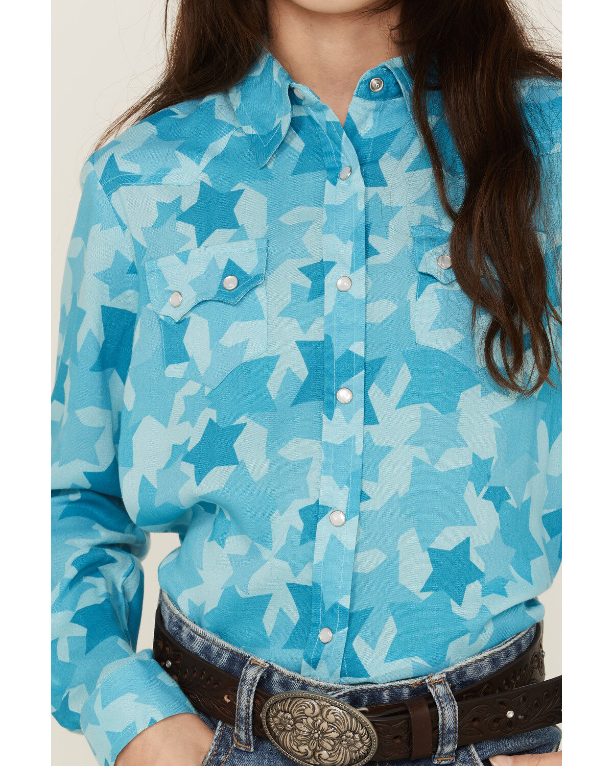 Roper Girls' Rodeo Star Printed Western Snap Shirt