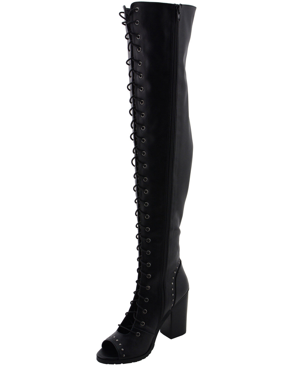 Milwaukee Leather Women's Open Toe Front Knee High Boots - Round Toe