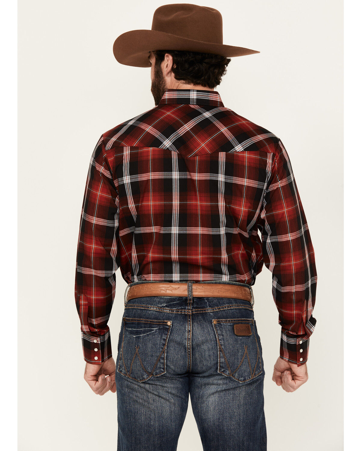 Ely Walker Men's Plaid Print Long Sleeve Snap Stretch Western Shirt