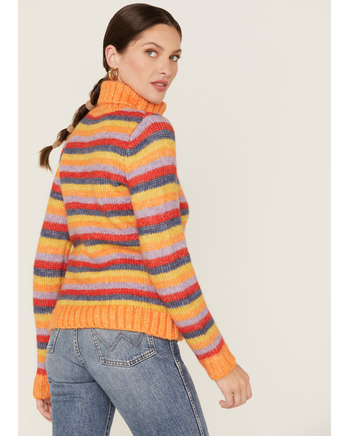 Wrangler Women's Stripe Knit Turtleneck Sweater