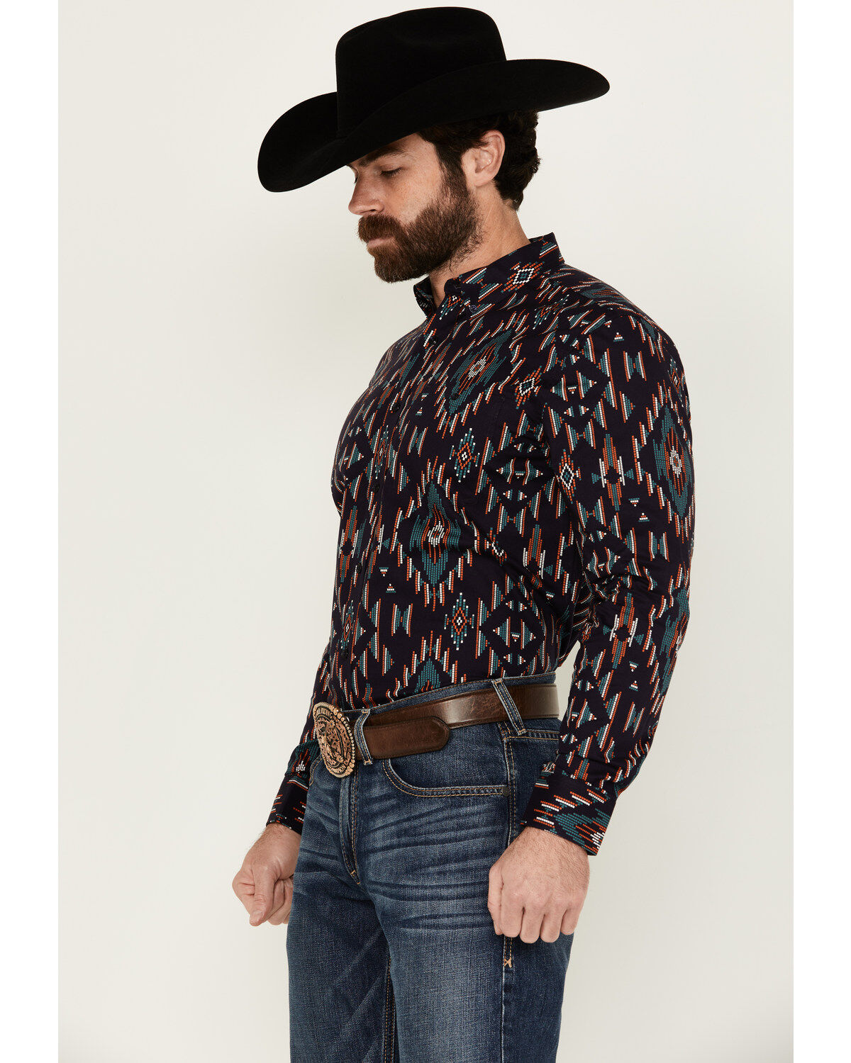 RANK 45® Men's Hilsborrow Southwester Print Long Sleeve Button-Down Stretch Western Shirt