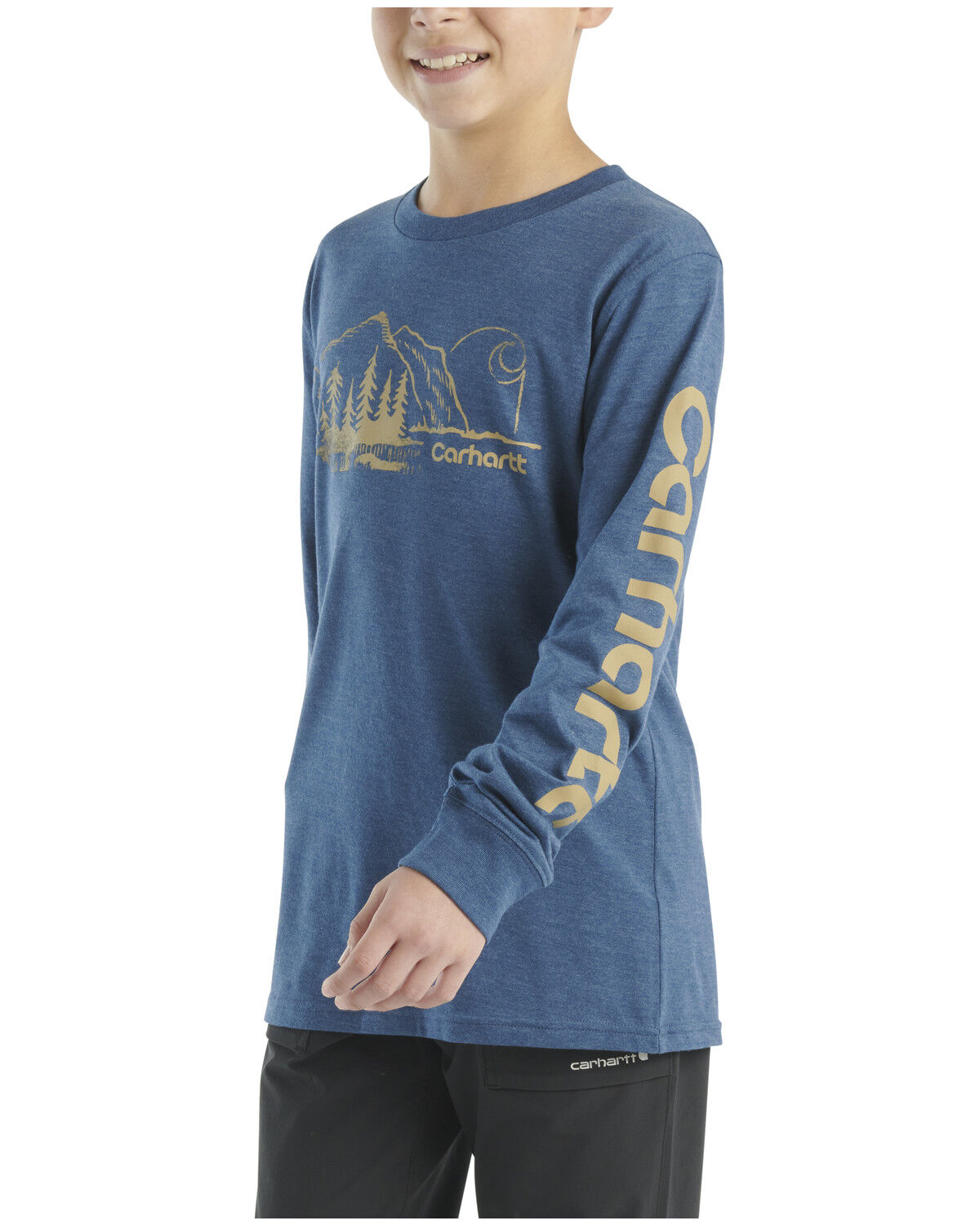 Carhartt Boys' Mountain Logo Print Long Sleeve Graphic Shirt