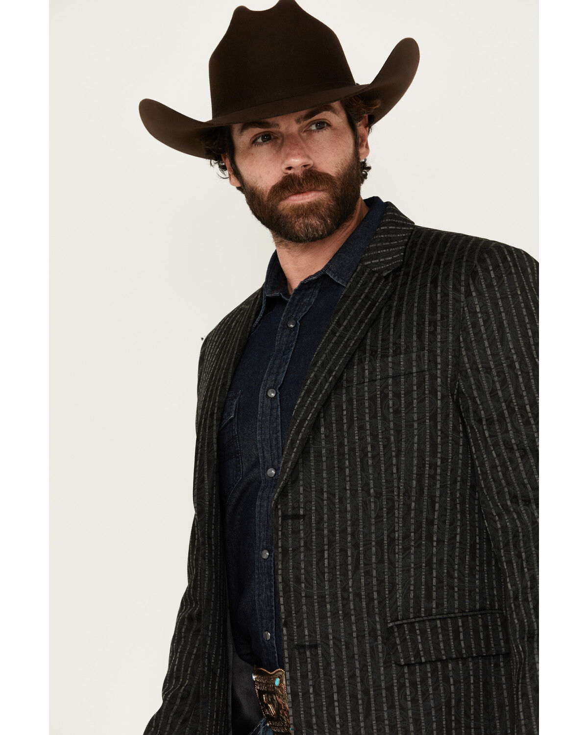 Rock & Roll Denim Men's Striped Paisley Print Sportcoat
