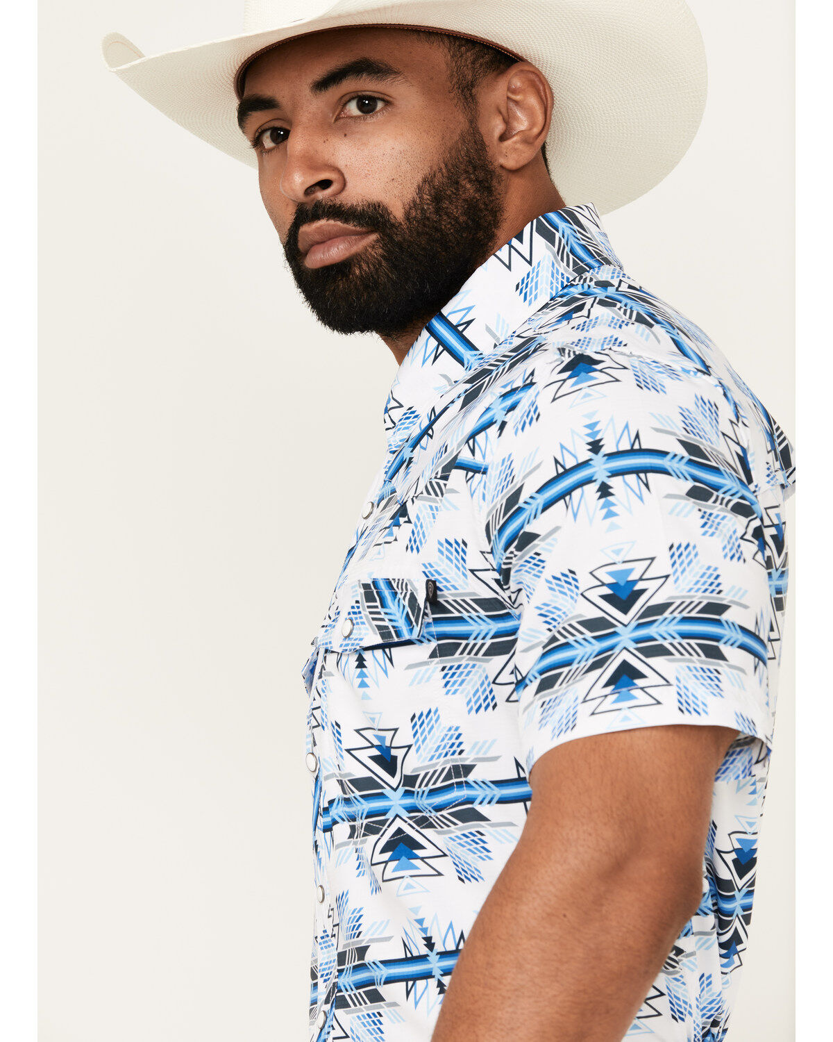Rock & Roll Denim Men's Tek Southwestern Print Short Sleeve Snap Western Shirt