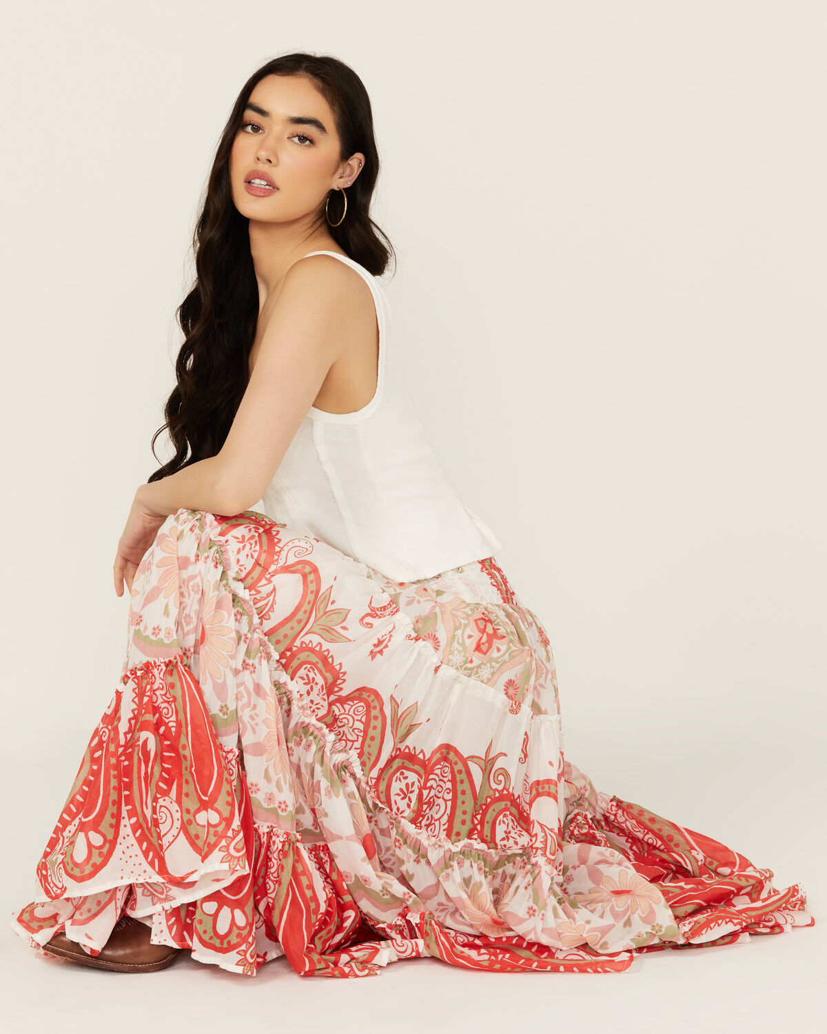 Free People Women's Super Thrills Floral Print Maxi Skirt