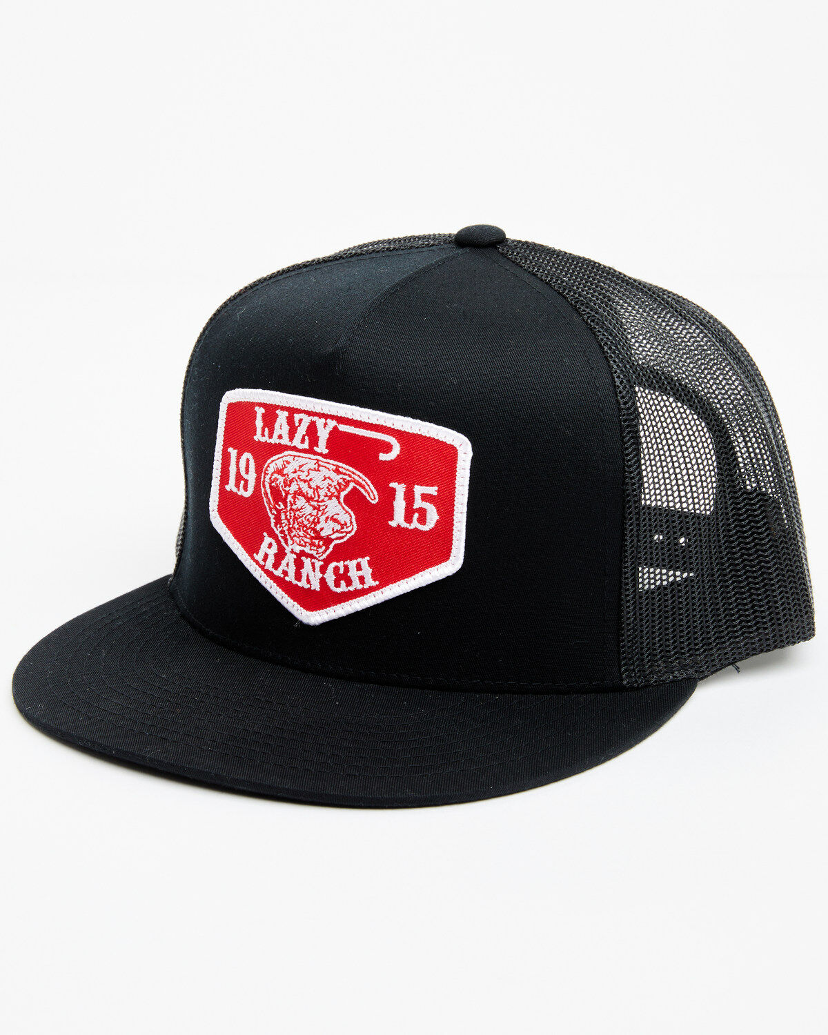 Lazy J Ranchwear Men's Red Ranch Logo Patch Soft-Mesh Ball Cap