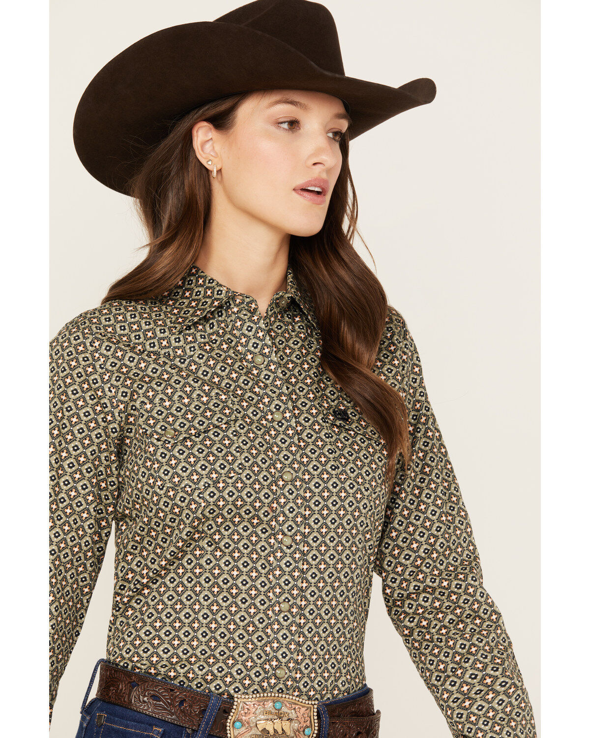 Cinch Women's Geo Print Long Sleeve Snap Western Shirt