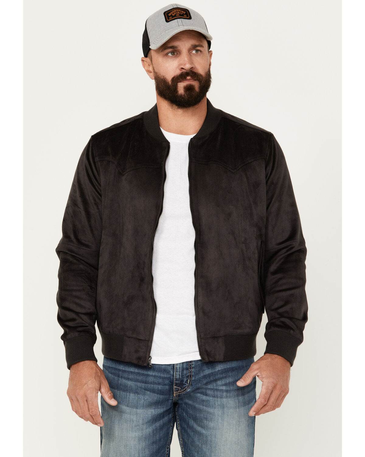 Moonshine Spirit Men's Faux Suede Bomber Jacket