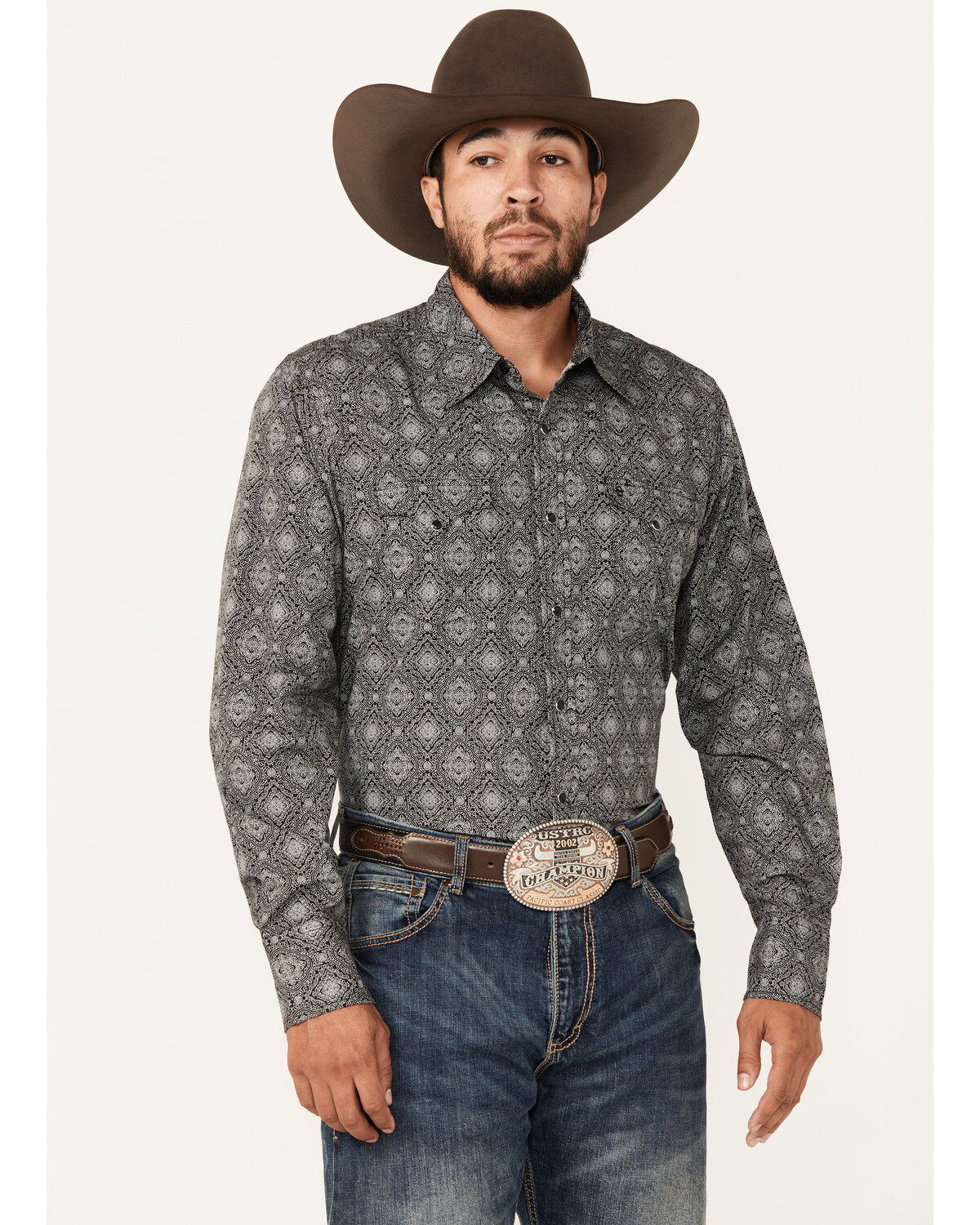 Stetson Men's Medallion Print Long Sleeve Snap Western Shirt