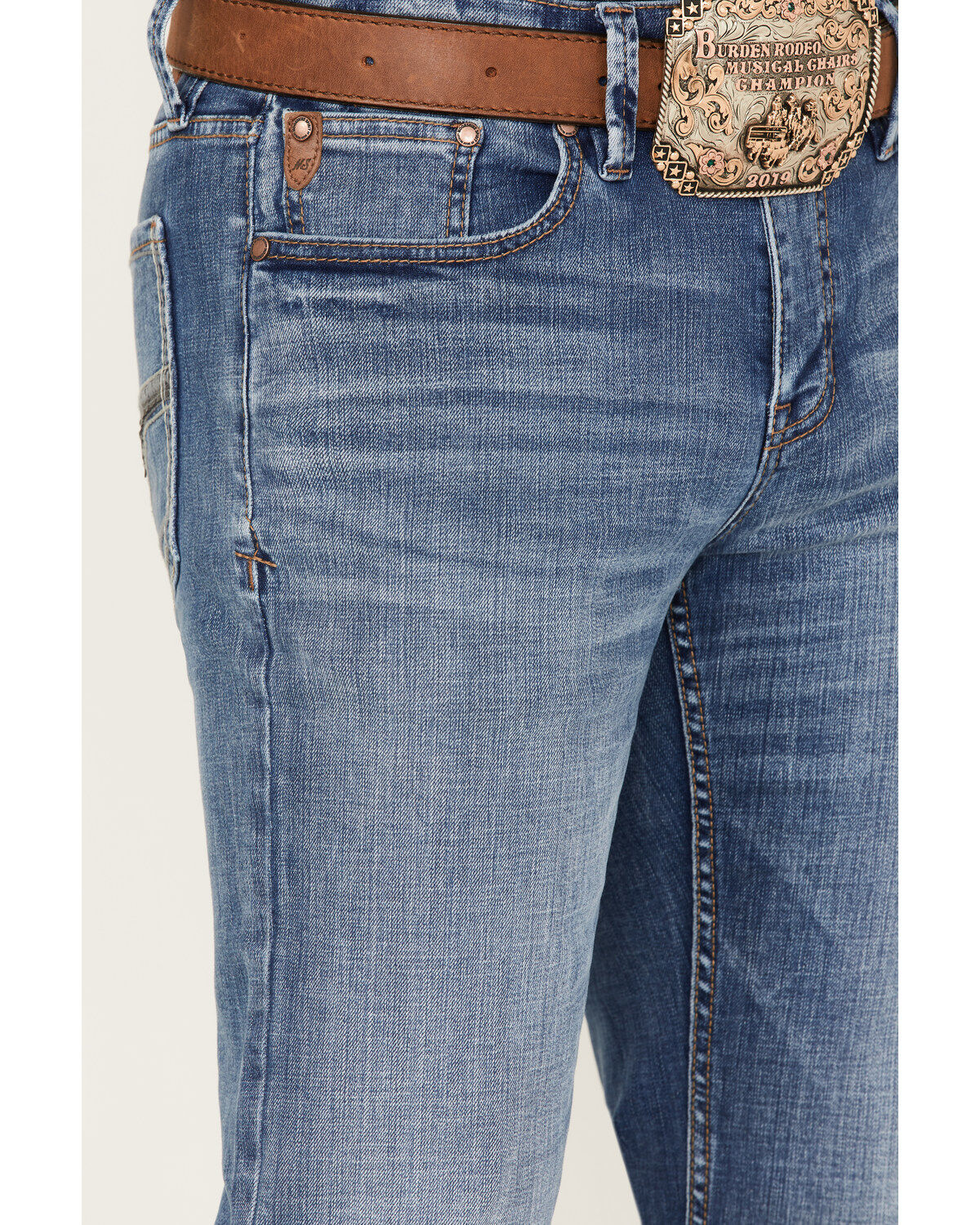 Moonshine Spirit Men's Good Times Wash Stretch Slim Bootcut Jeans