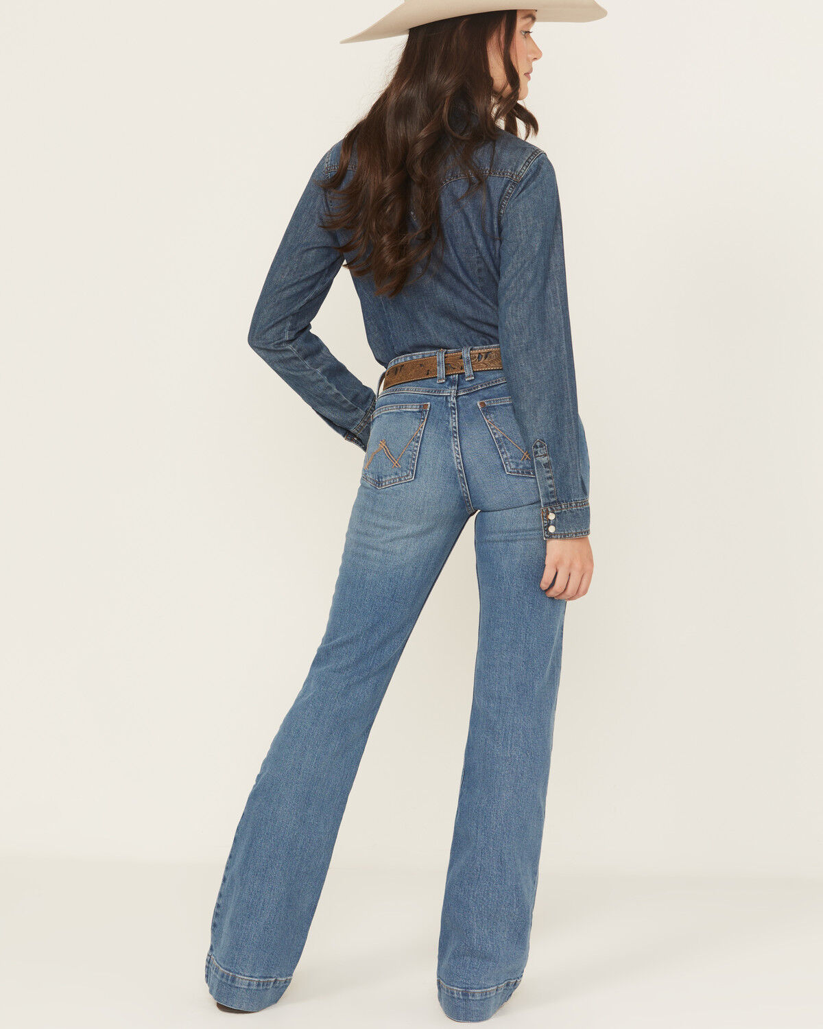 Wrangler Retro Women's Allison Dark Wash Mid Rise Mae Trouser Stretch Denim Jeans