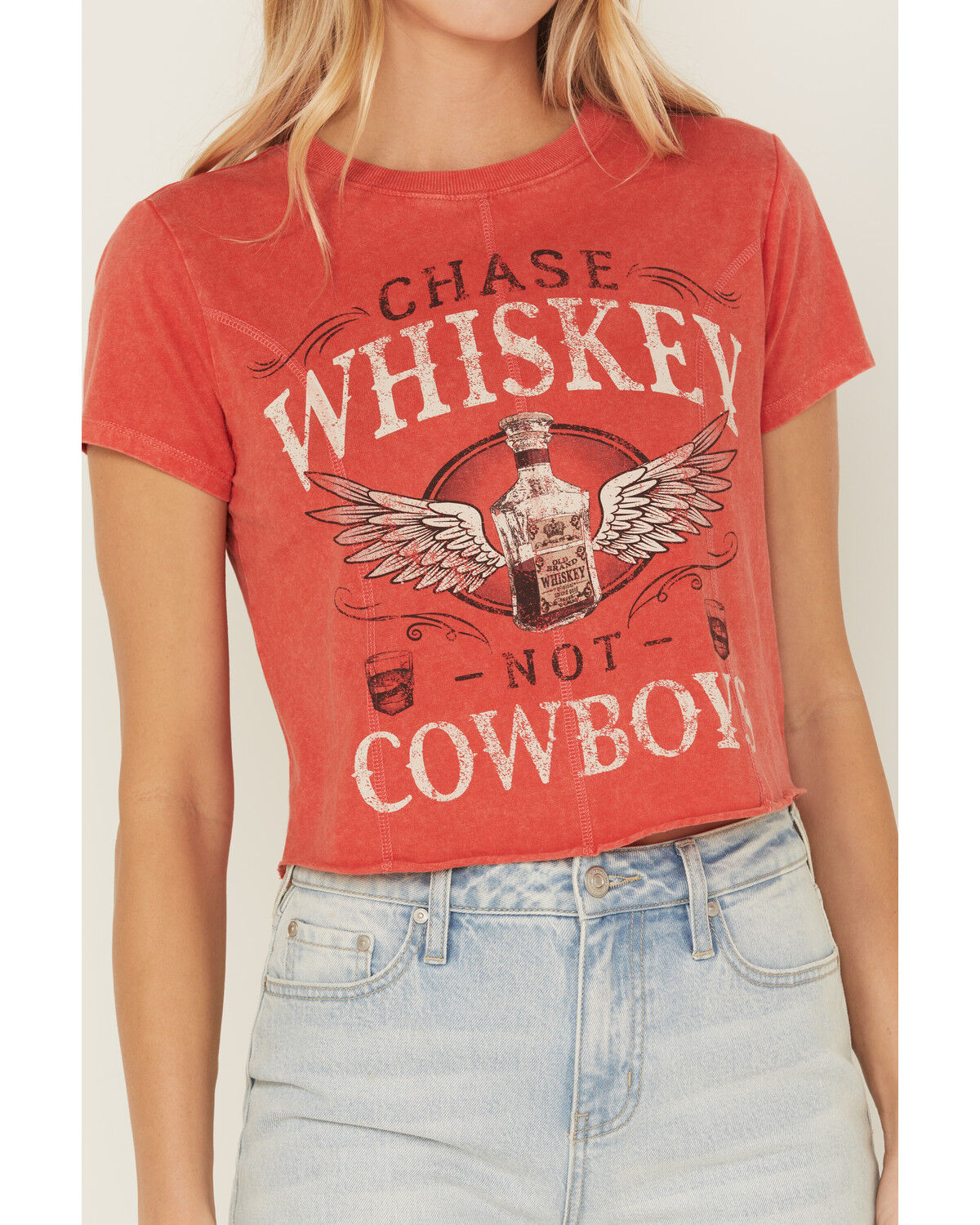 Shyanne Women's Chase Whiskey Not Cowboys Short Sleeve Cropped Graphic Tee