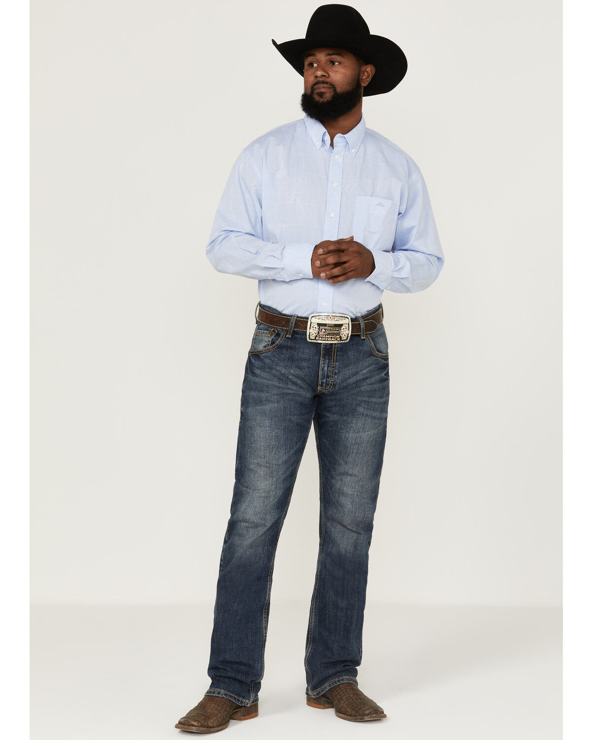 Resistol Men's Bell Solid Long Sleeve Button Down Western Shirt
