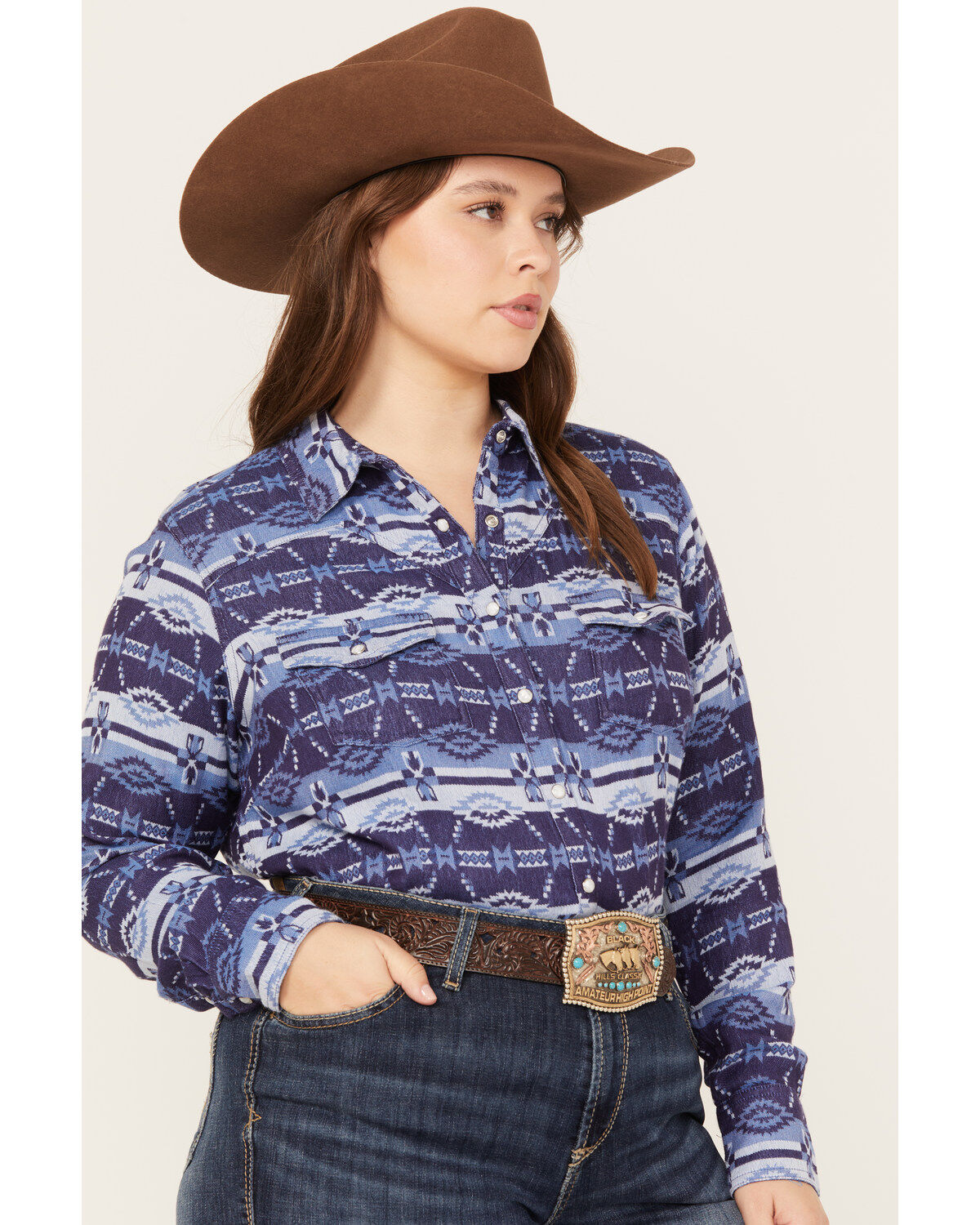 Ariat Women's R.E.A.L. Southwestern Oceanic Print Long Sleeve Western Pearl Snap Shirt - Plus