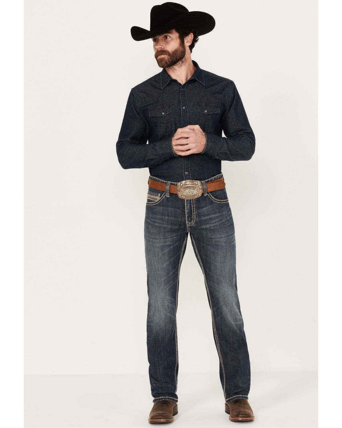 Rock & Roll Denim Men's Revolver Dark Vintage Wash Slim Straight Reflex Denim Jeans