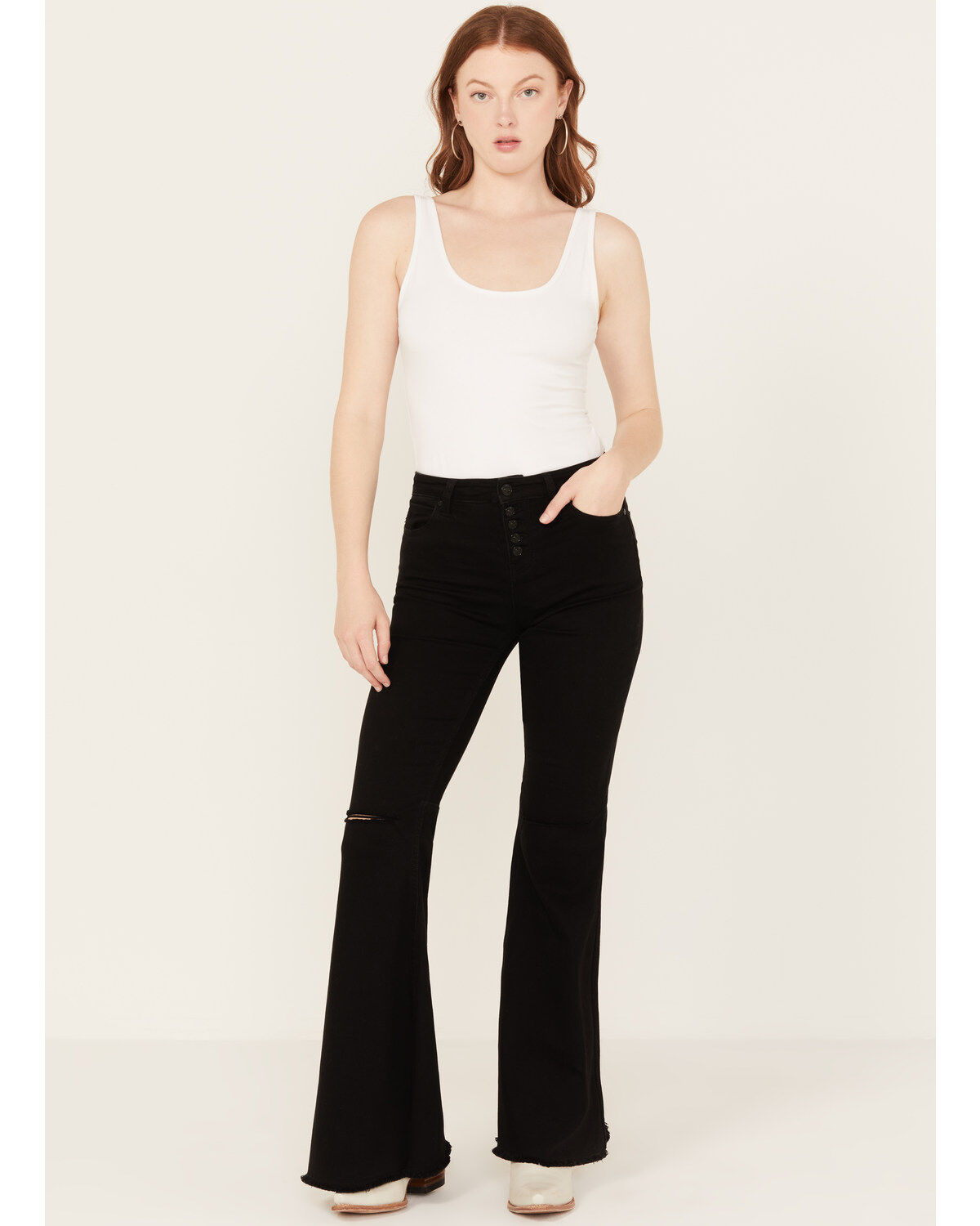 Shyanne Women's High Rise Destructed Super Flare Stretch Jeans