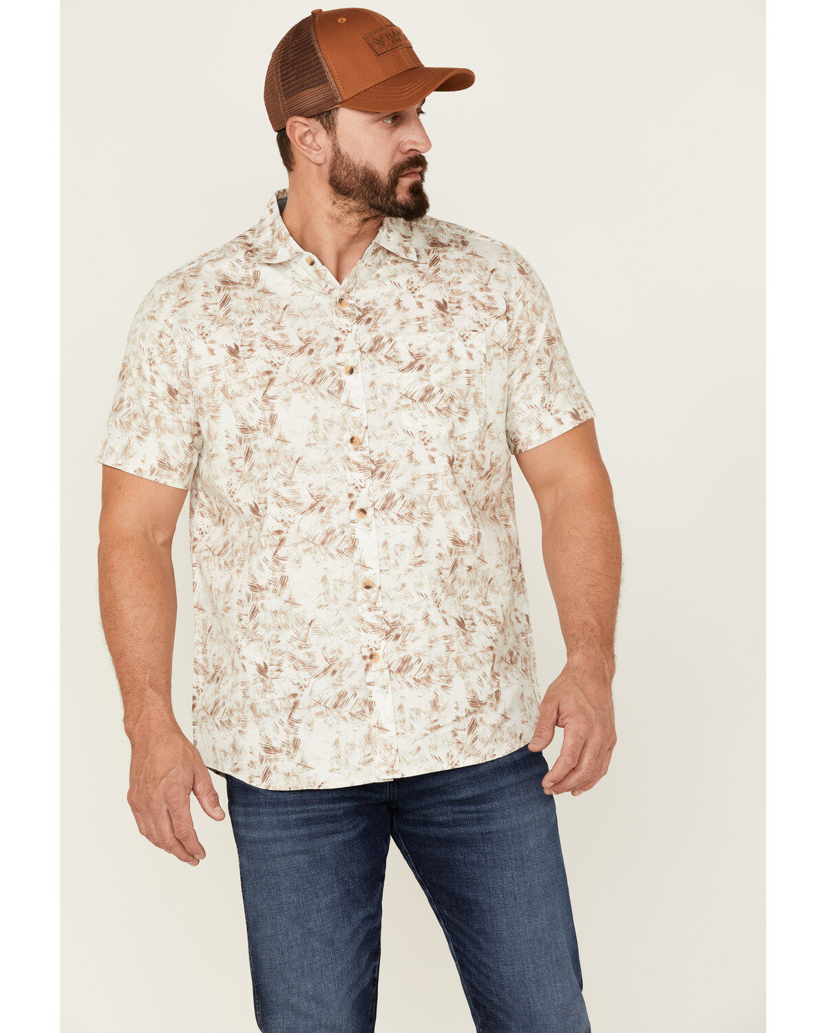 North River Men's Floral Print Short Sleeve Button Down Western Shirt