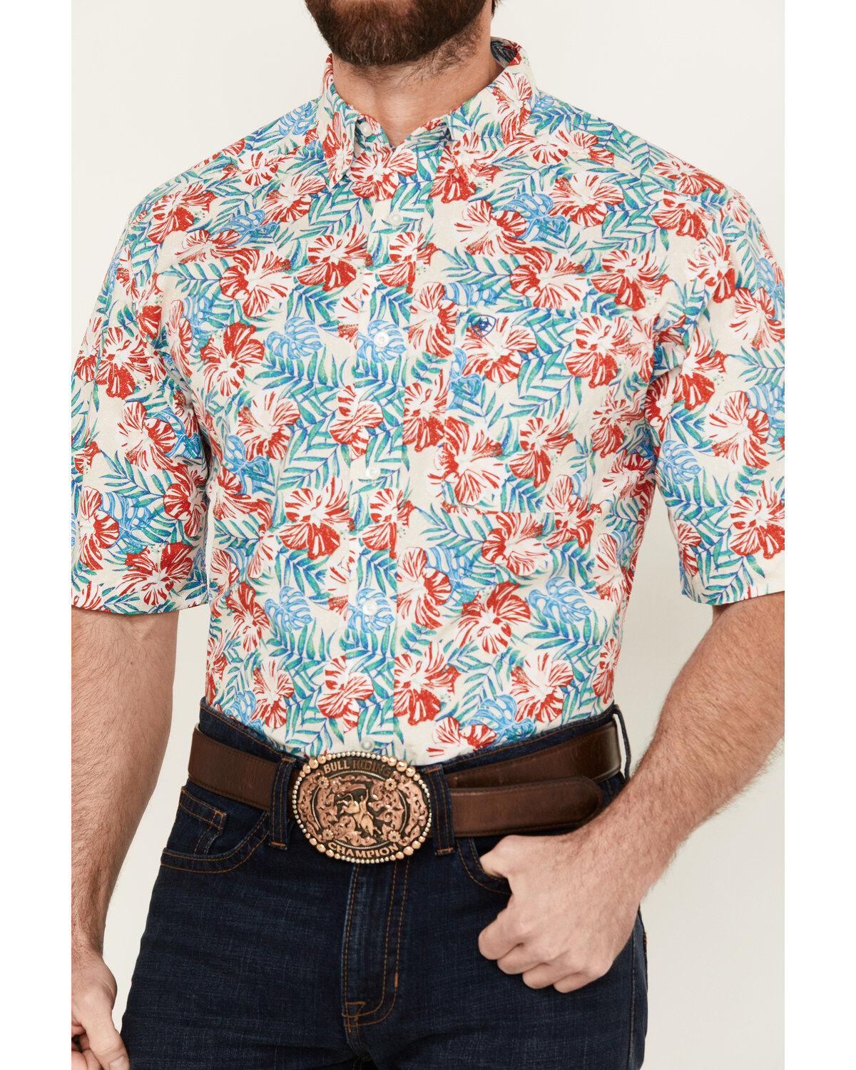 Ariat Men's Dillan Hawaiian Floral Print Short Sleeve Button-Down Western Shirt