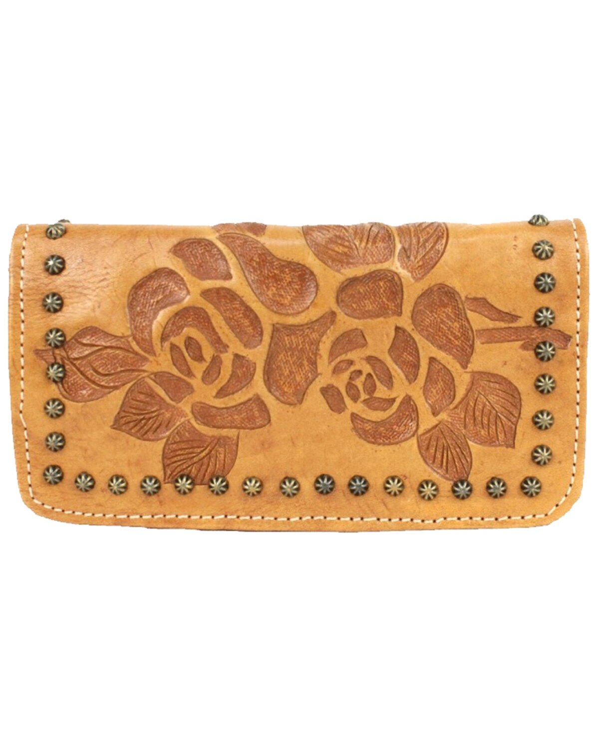 American West Women's Texas Rose Tooled Trifold Wallet