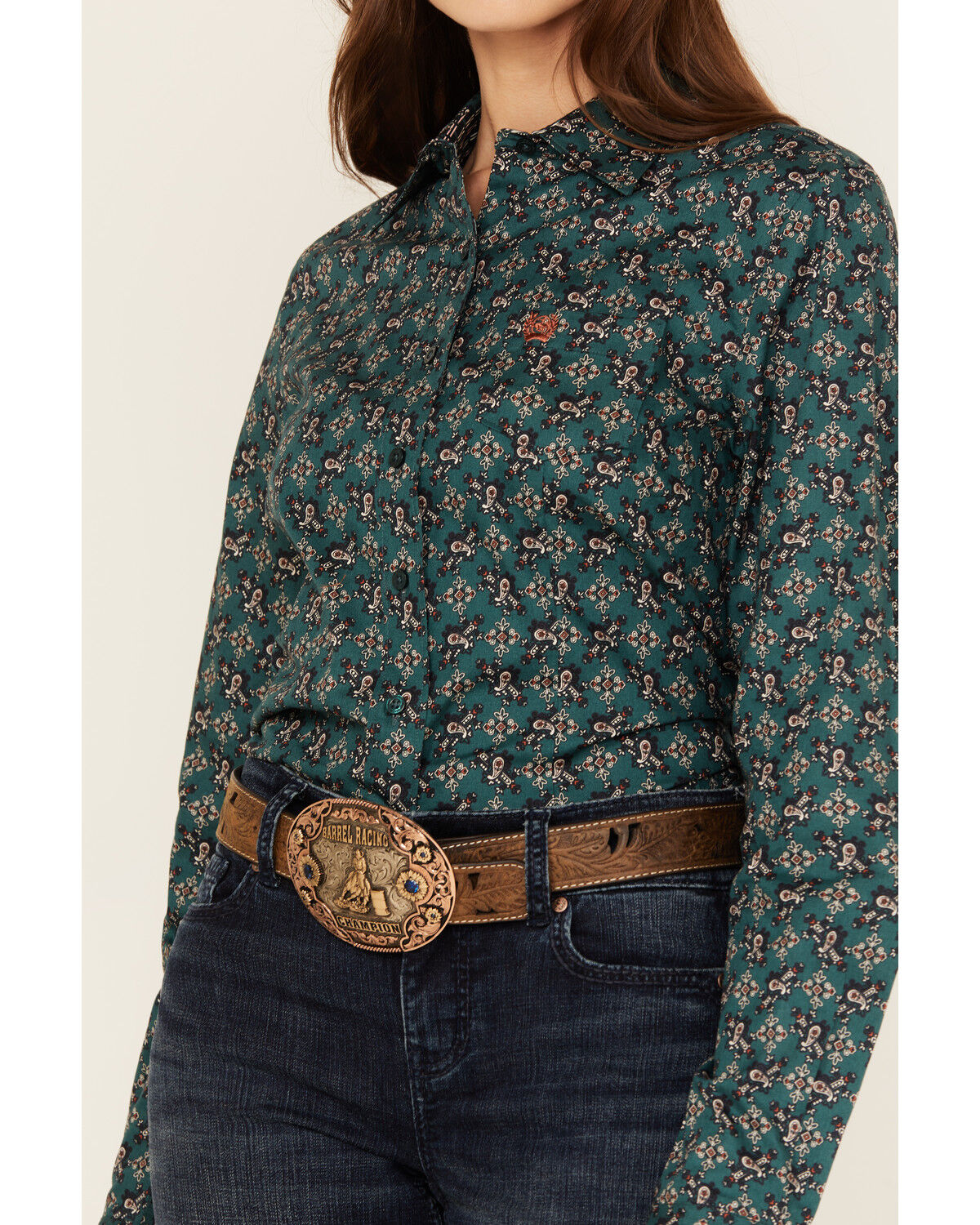 Cinch Women's Paisley Print Long Sleeve Button-Down Western Shirt