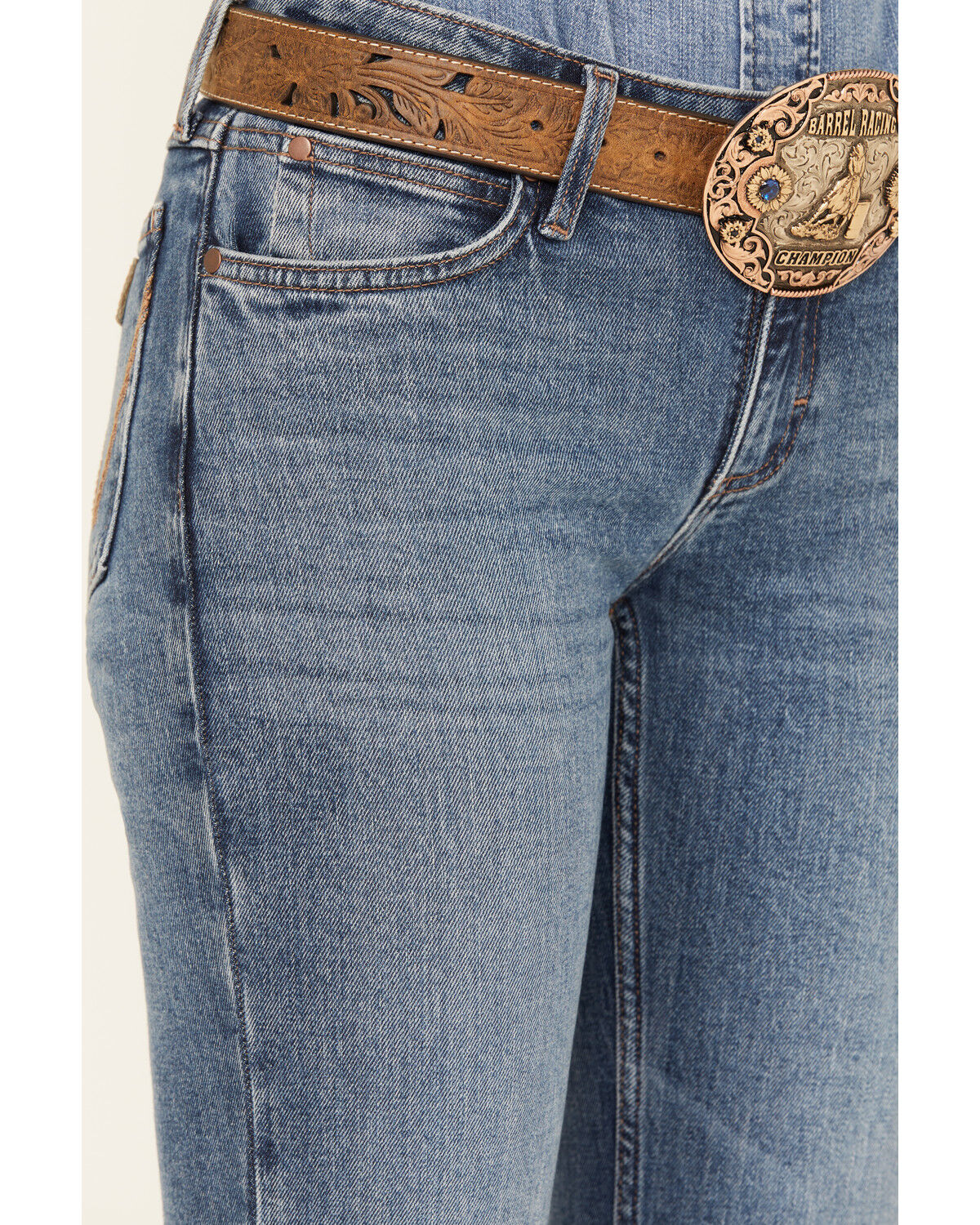 Wrangler Retro Women's Medium Wash Iris Mid Rise Trouser Stretch Denim Jeans