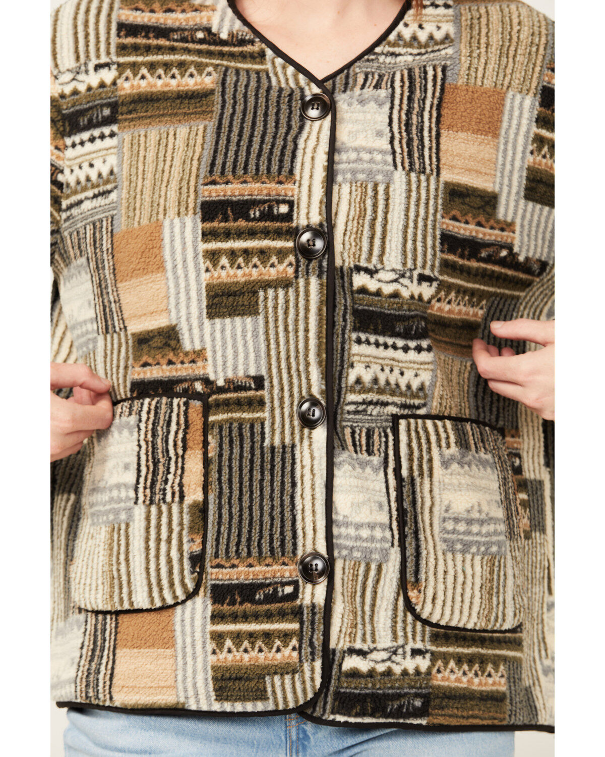 Miss Me Women's Multi Striped Print Button-Down Jacket