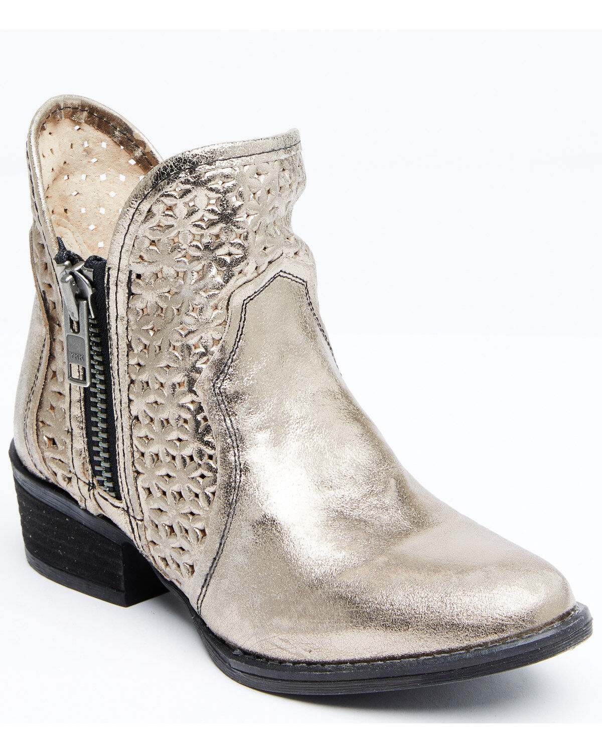 Circle G Women's Silver Cut Out Fashion Booties - Round Toe