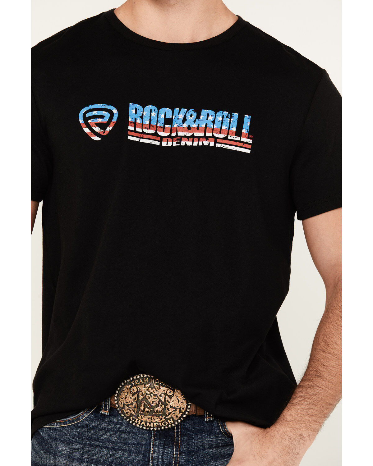 Rock & Roll Denim Men's Americana Logo Short Sleeve Graphic T-Shirt