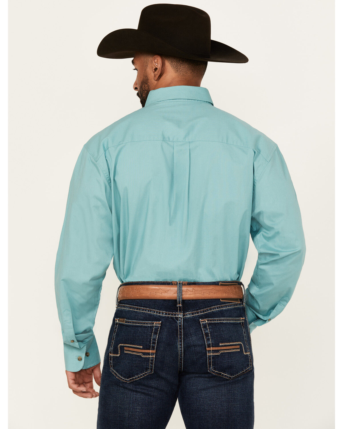 George Strait by Wrangler Men's Solid Long Sleeve Button-Down Stretch Western Shirt