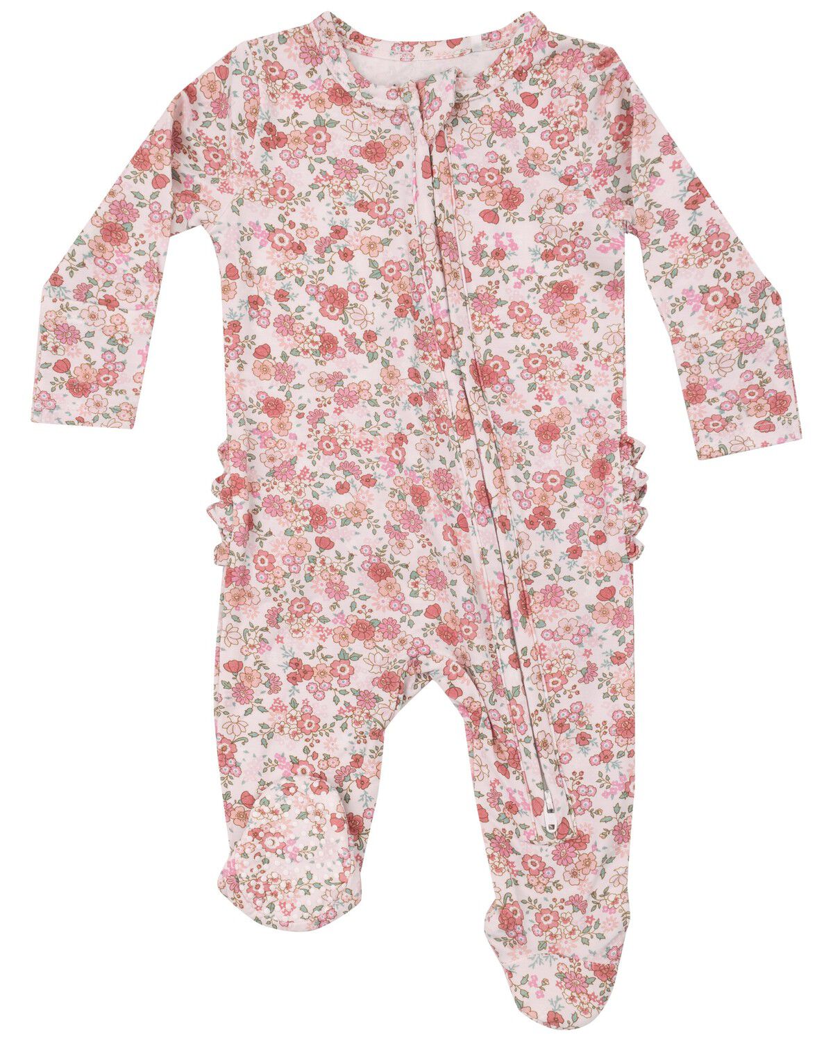 Angel Dear Infant Girls' Pretty Calico Floral Print Zip-Up Onesie