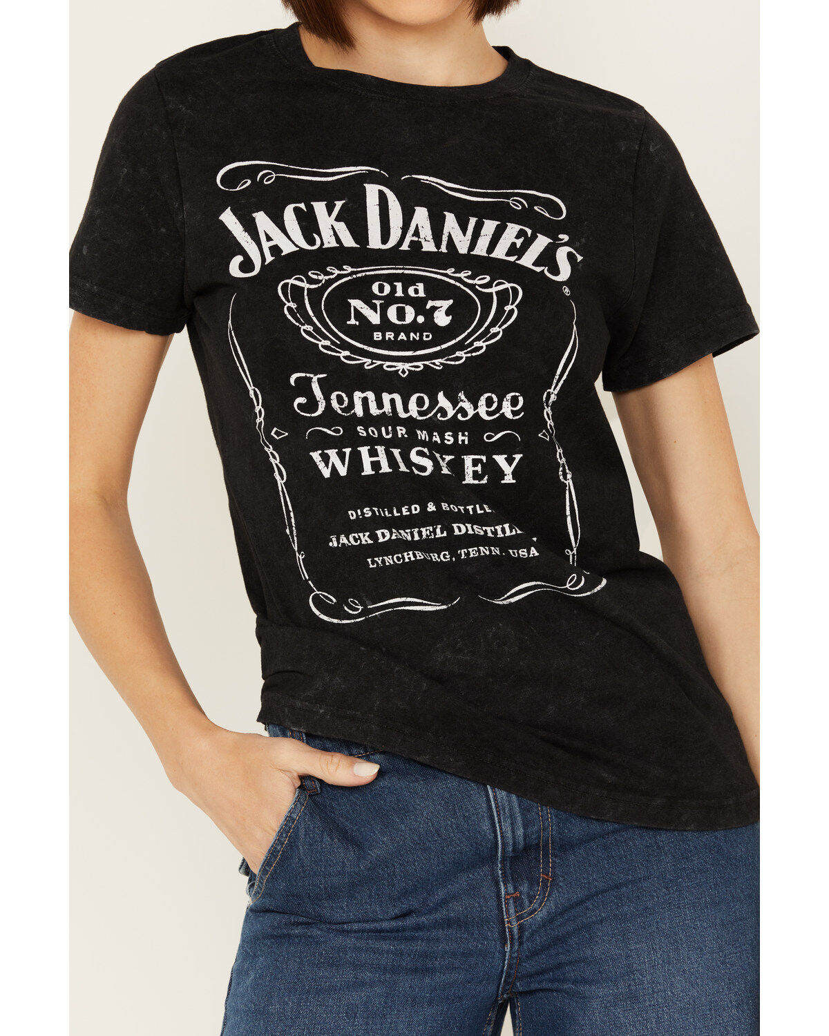 Jack Daniels Women's Logo Label Short Sleeve Graphic Tee