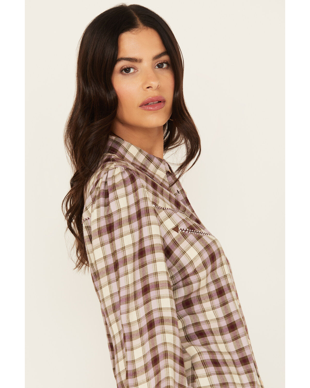 Shyanne Women's Plaid Print Long Sleeve Button-Down Western Shirt