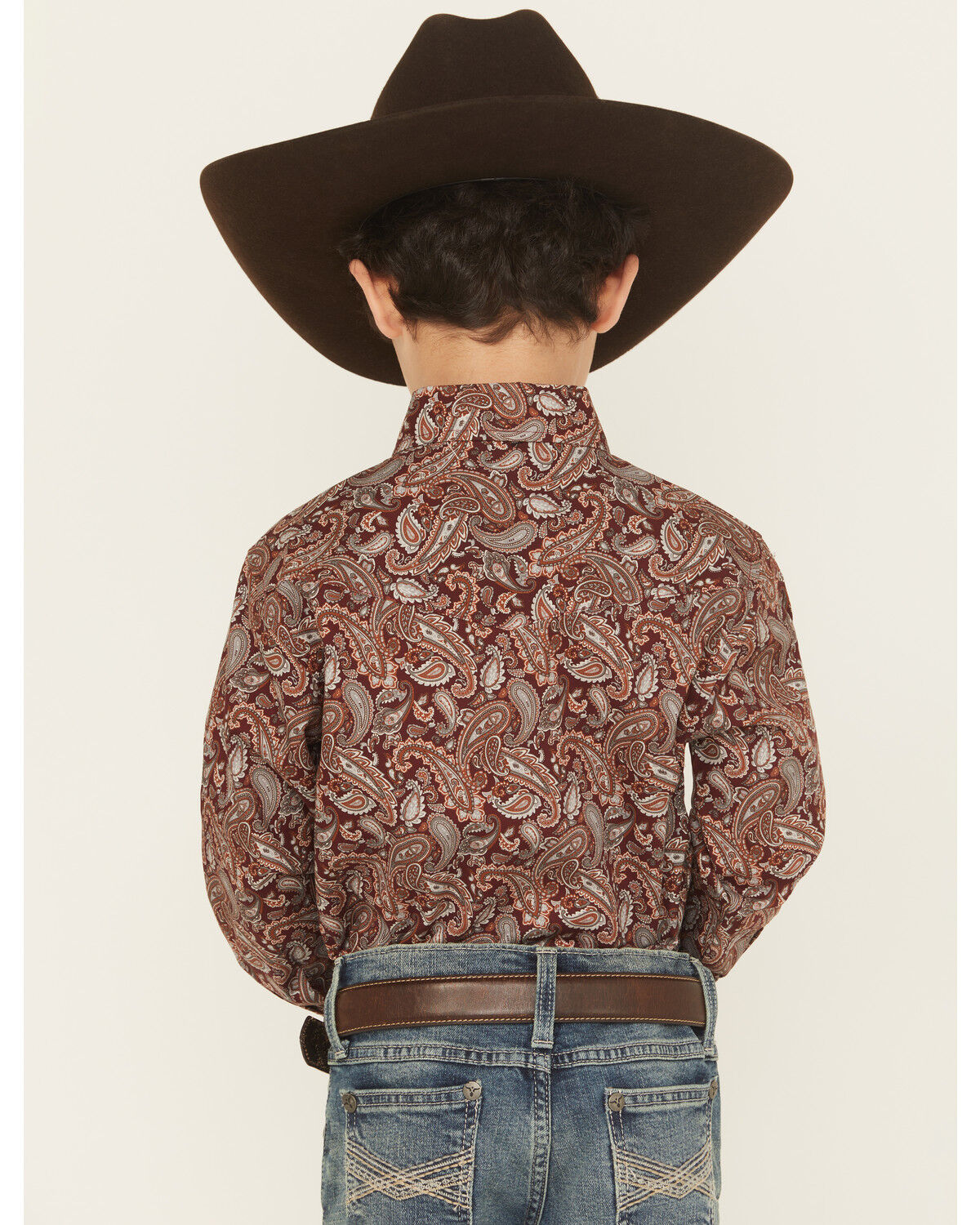 Roper Boys' Paisley Print Long Sleeve Pearl Snap Western Shirt