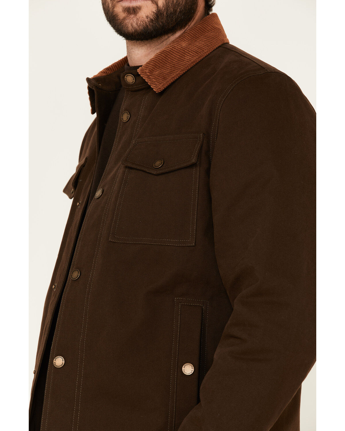Pendleton Men's Solid Olive Canvas Snap-Down Shirt Jacket