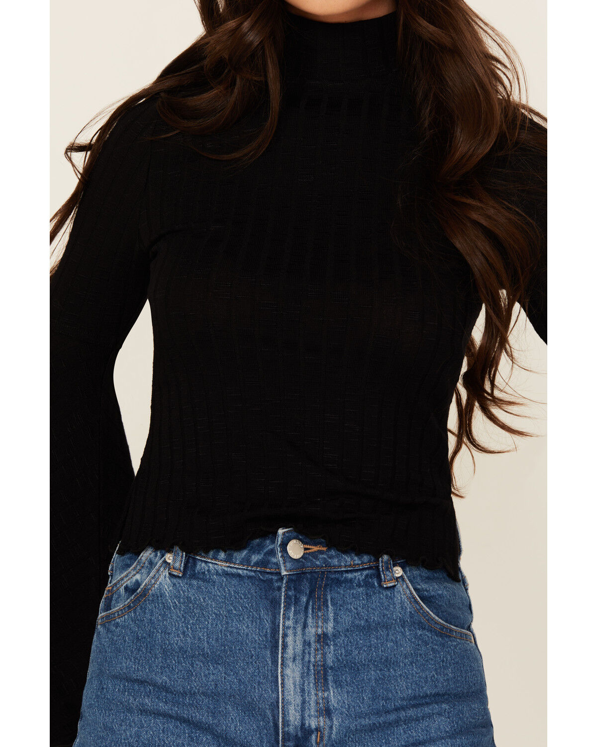 Shyanne Women's Mock Neck Long Bell Sleeve Top